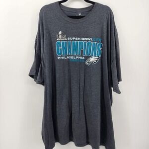 Philadelphia Eagles Super Bowl LIX Champions Fanatics Gray T-Shirt 5XLT NEW‎